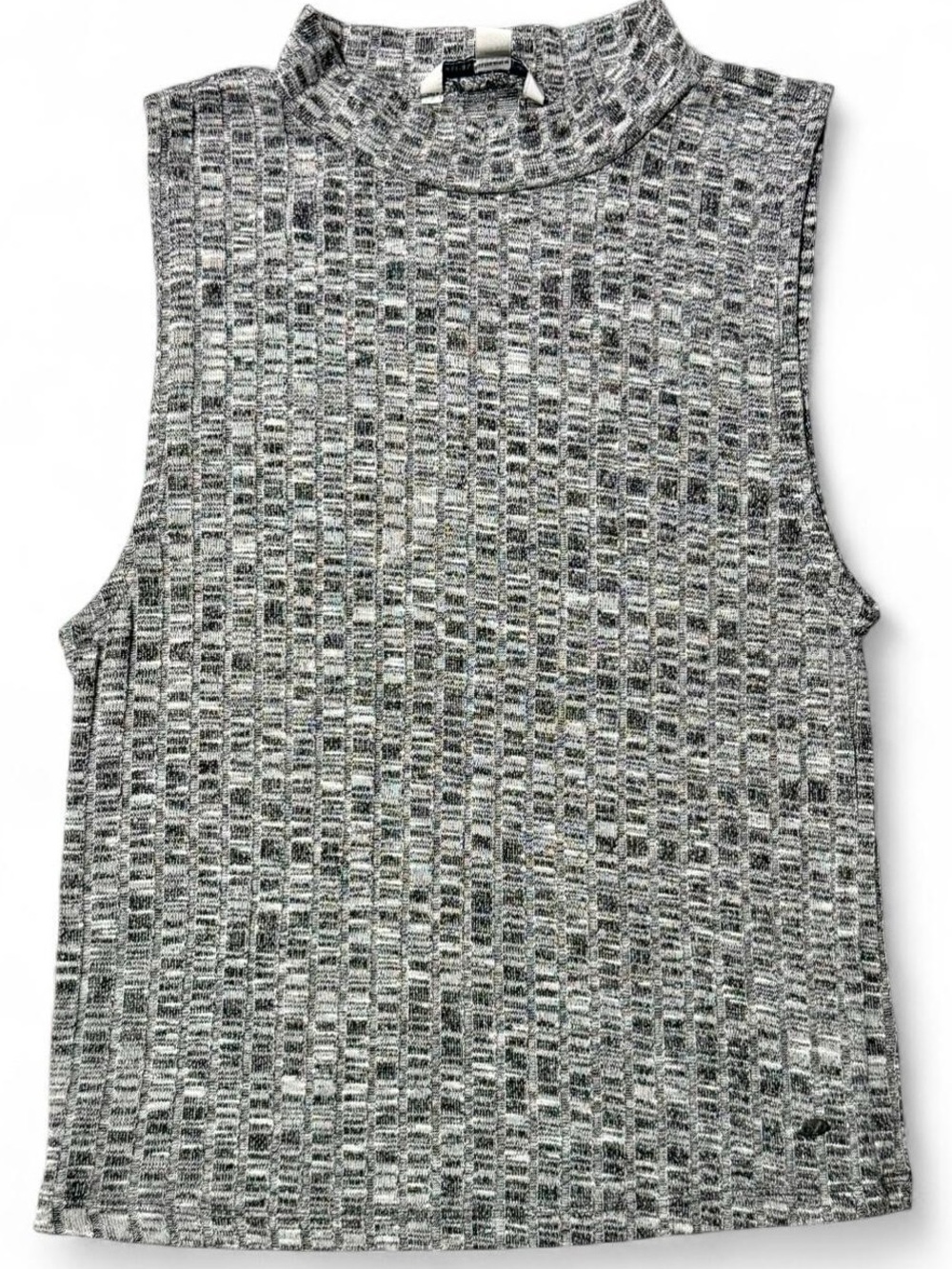 American Eagle Outfitters grey & white sleeveless mock neck top Size M